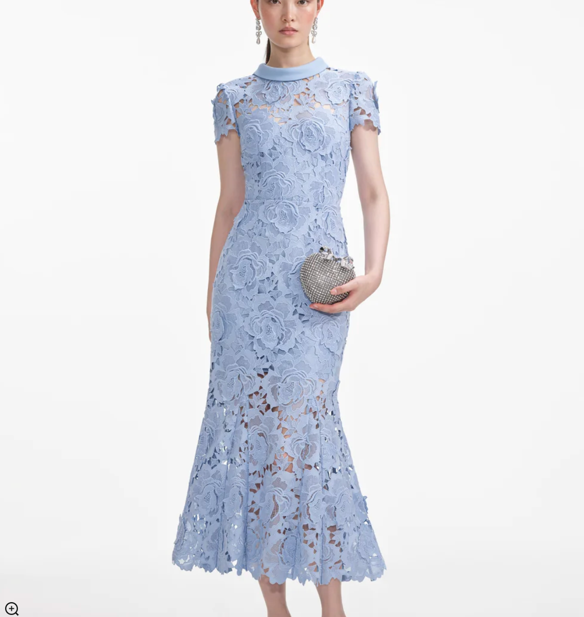 新作【Self Portrait】Blue Flower Contrast Collar Midi Dress Blue Flower Lace Contrast Collar Midi Dress – self-portrait