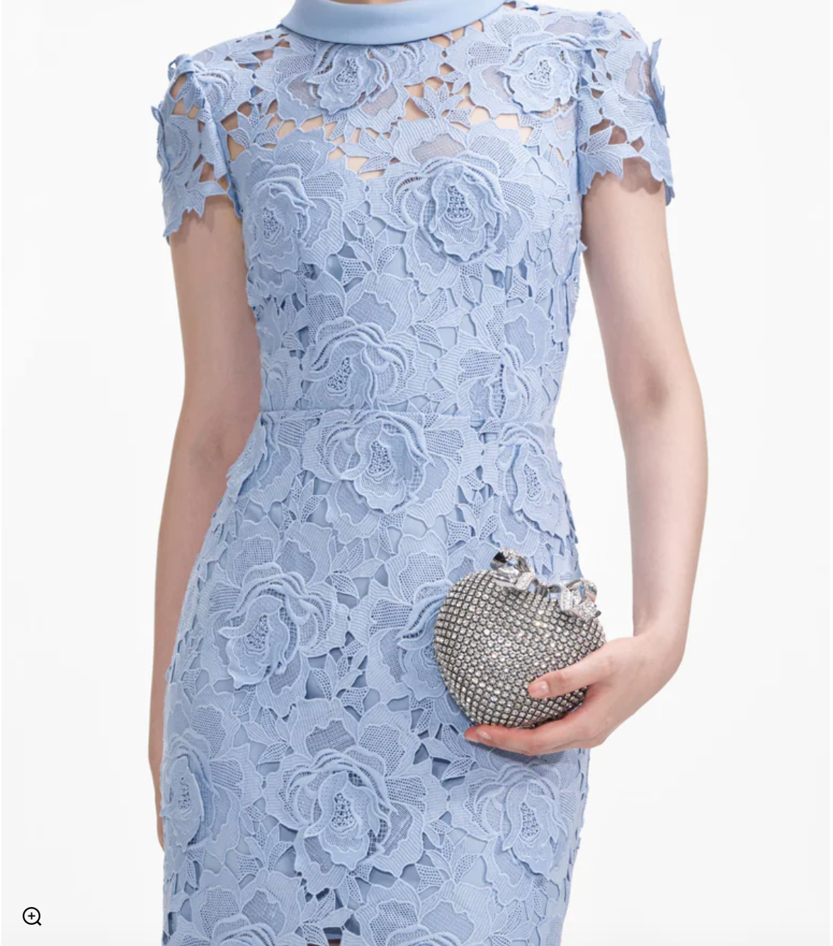 Self Portrait Blue Flower Lace Contrast Collar Midi Dress