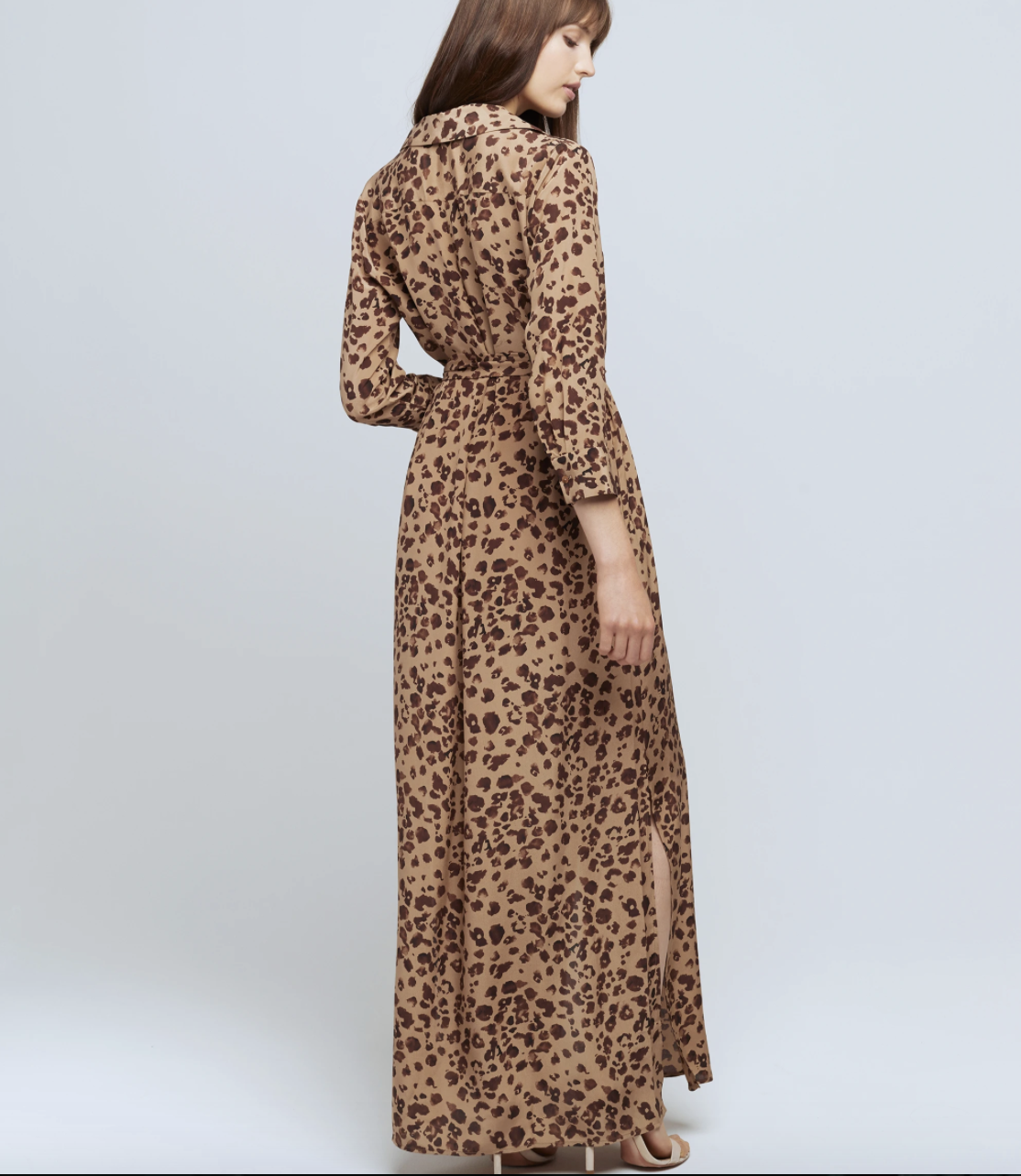knee length dresses for ladies Cameron Silk Shirt Dress in Light Pink Multi Large Postcard Print main image 1