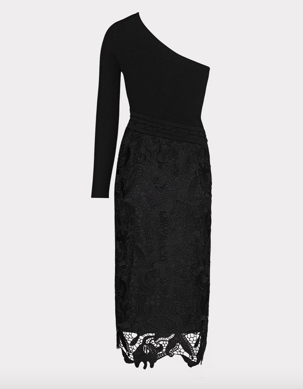MILLY Kingsley One Shoulder Combo Knit Midi Dress | Vie Boutique St. Louis MILLY Kingsley One Shoulder Combo Knit Midi Dress | Vie Boutique St. Louis